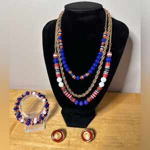 Vintage Red, White, and Blue Jewelry Set by Liz Claiborne.